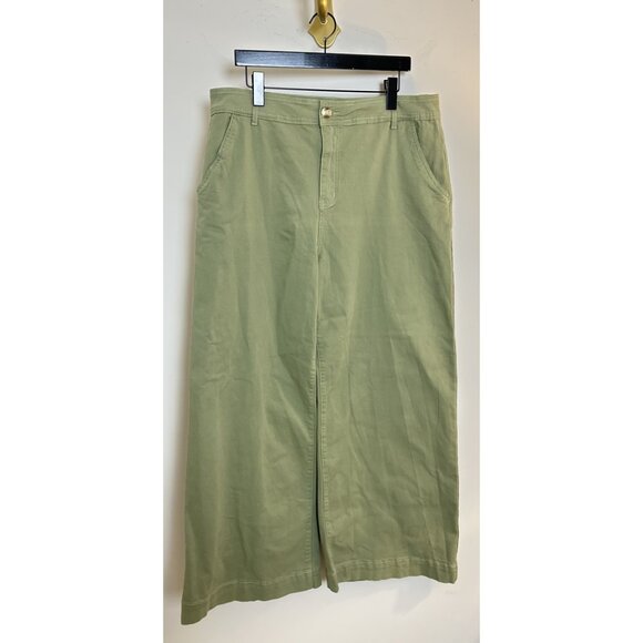 PETAL & PUP Wide Leg Pants in Olive Green Size US 14 - Picture 2 of 5